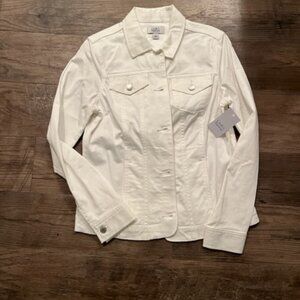NWT Croft & Barrow Stretch White Denim Jacket Women's Sz Small